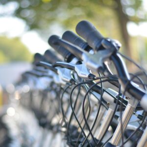 Image of premium hybrid bicycles with a sleek design, available for flexible rental at Momentum Cycle.